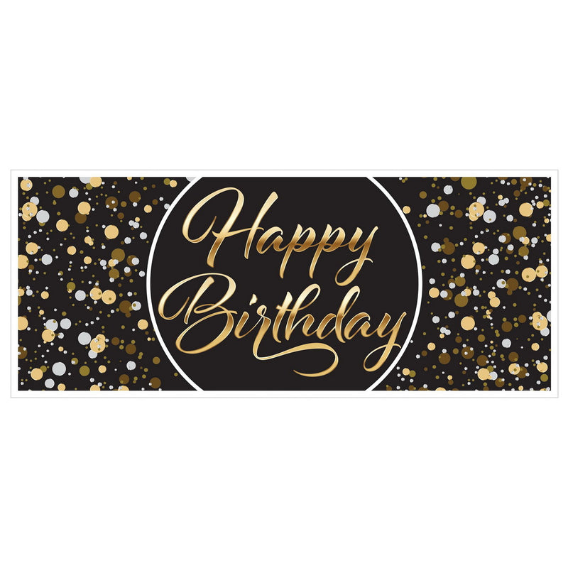 Happy Birthday Oversized Sign Banner – 30" x 6' – (1/Pkg) by Beistle for Age-specific birthday All-Weather