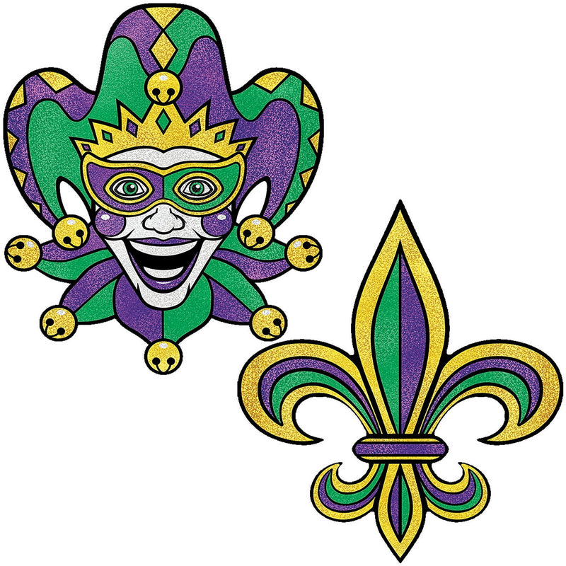 Jumbo Mardi Gras Cutouts – 24¾" – (2/Pkg) by Beistle Glitter Print