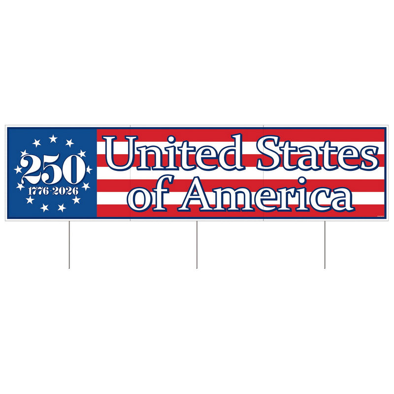 Plastic Jumbo Semiquin Yard Sign – 11¾" x 3' 11" – (1/Pkg) by Beistle for Patriotic Plastic Yard Signs