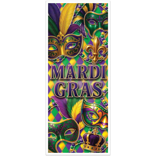 Mardi Gras Door Cover – 6' x 30" – (1/Pkg) by Beistle Door Covers