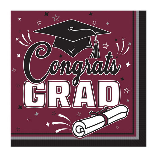 Congrats Grad Luncheon Napkins – (36/Pkg) by Beistle for Graduation Napkins-Lunch