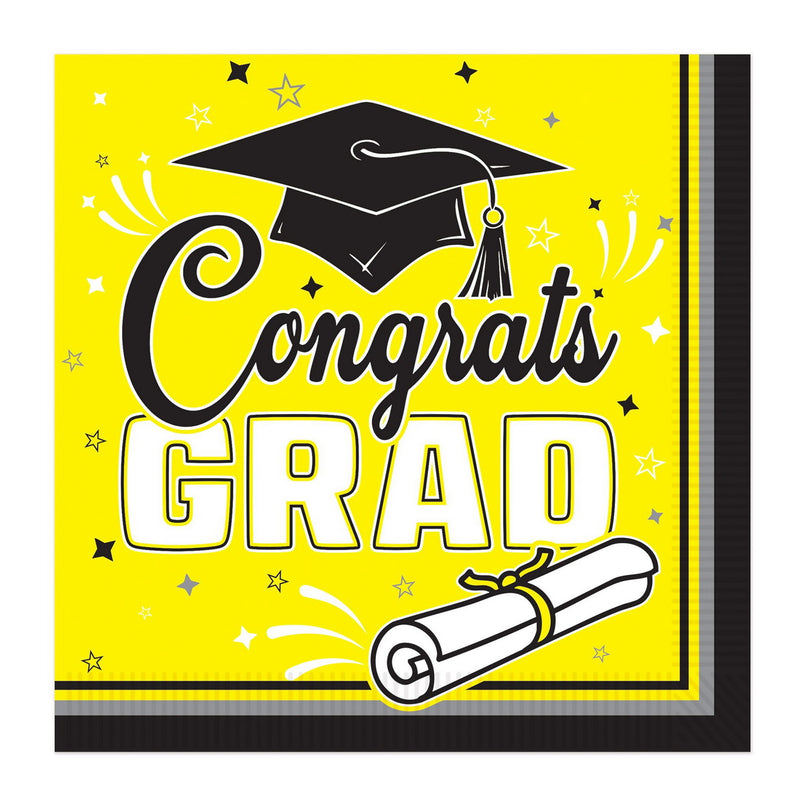 Congrats Grad Luncheon Napkins – (36/Pkg) by Beistle for Graduation Napkins-Lunch