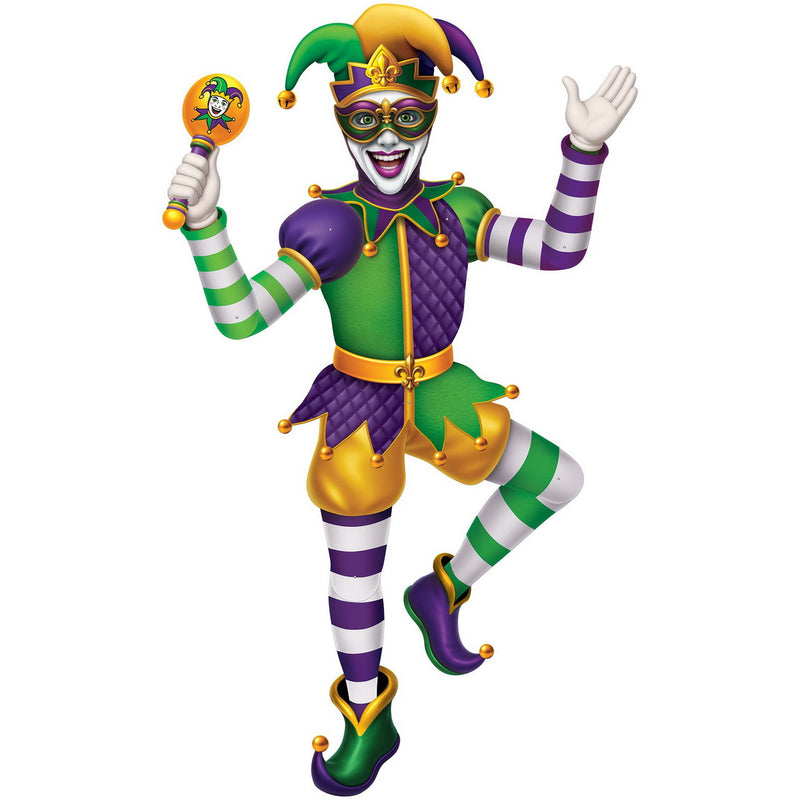 Jointed Mardi Gras Jester – 3' – (1/Pkg) by Beistle Printed One Side