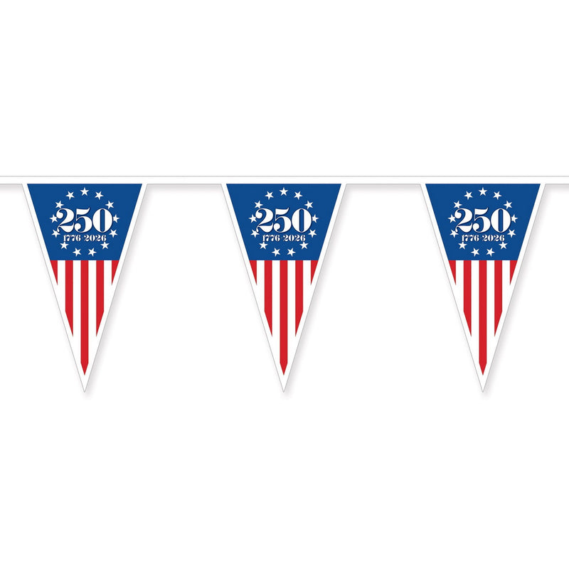 Semiquincentennial Pennant Banner – 9" x 10' 9" – (1/Pkg) by Beistle for Patriotic Pennant Banners
