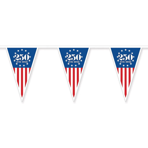 Semiquincentennial Pennant Banner – 9" x 10' 9" – (1/Pkg) by Beistle for Patriotic Pennant Banners