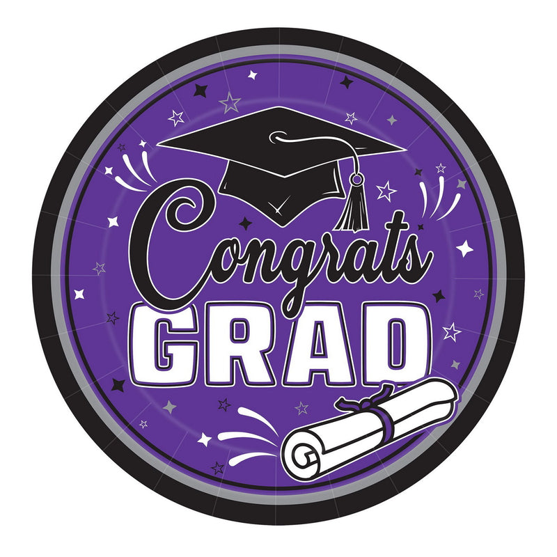 Congrats Grad Plates – 9" – (18/Pkg) by Beistle for Graduation Plates-Dinner