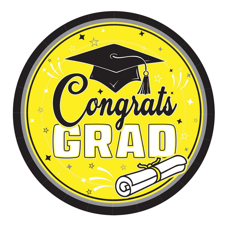 Congrats Grad Plates – 9" – (18/Pkg) by Beistle for Graduation Plates-Dinner