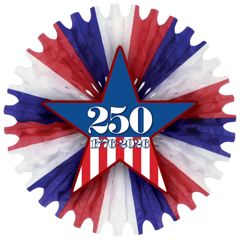 Semiquincentennial Fan-Tag w/25" Fan – (1/Pkg) by Beistle for Patriotic Novelty Tissue