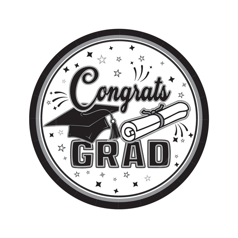 Congrats Grad Plates – 7" – (18/Pkg) by Beistle for Graduation Plates-Dessert