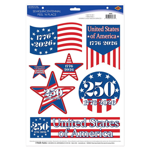 Semiquincentennial Peel 'N Place – 12" x 17" Sh – (7/Sh) by Beistle for Patriotic