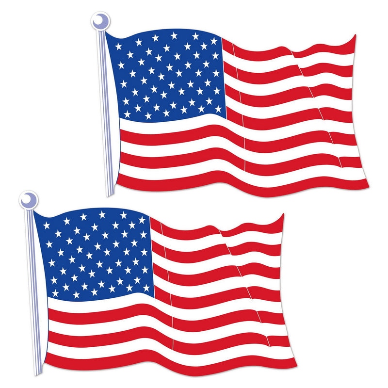 Jumbo American Flag Cutouts – 21½" x 32" – (2/Pkg) by Beistle for Patriotic Printed