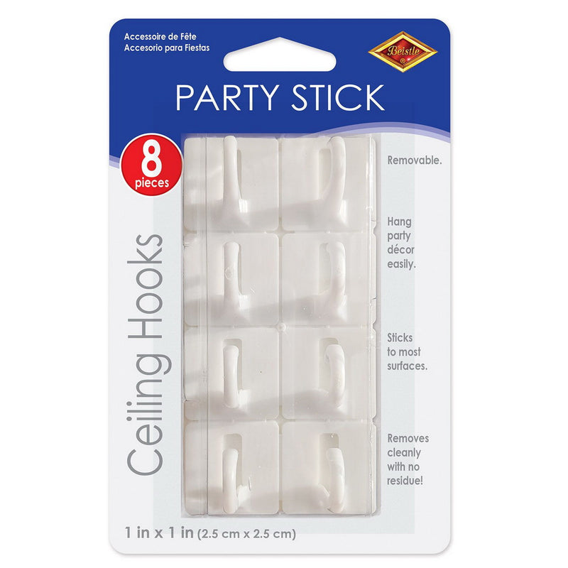 Party Stick Ceiling Hooks – 1" x 1" – (8/Pkg) by Beistle for General occasion Display Accessories
