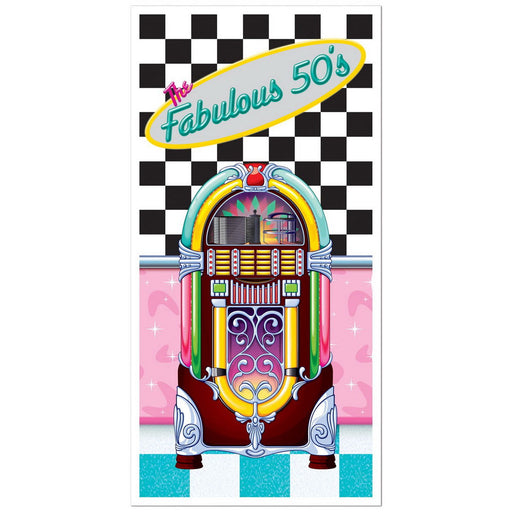 The Fabulous 50's Door Cover – 5' x 30" – (1/Pkg) by Beistle for 50's and Rock & Roll Door Covers