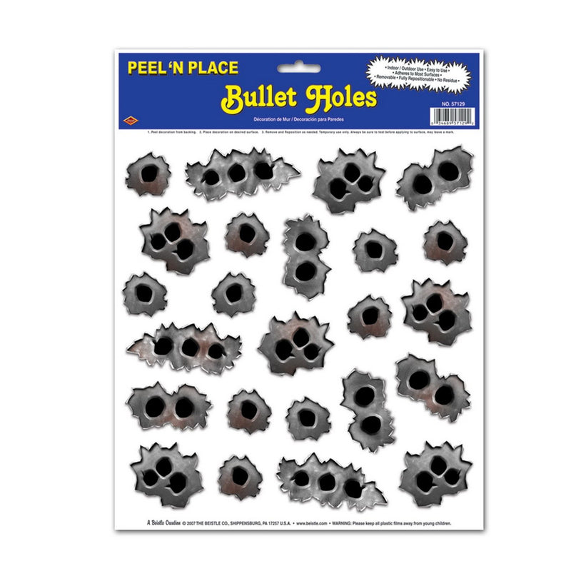Bullet Holes Peel 'N Place – 12" x 15" Sh – (24/Sh) by Beistle for 20's