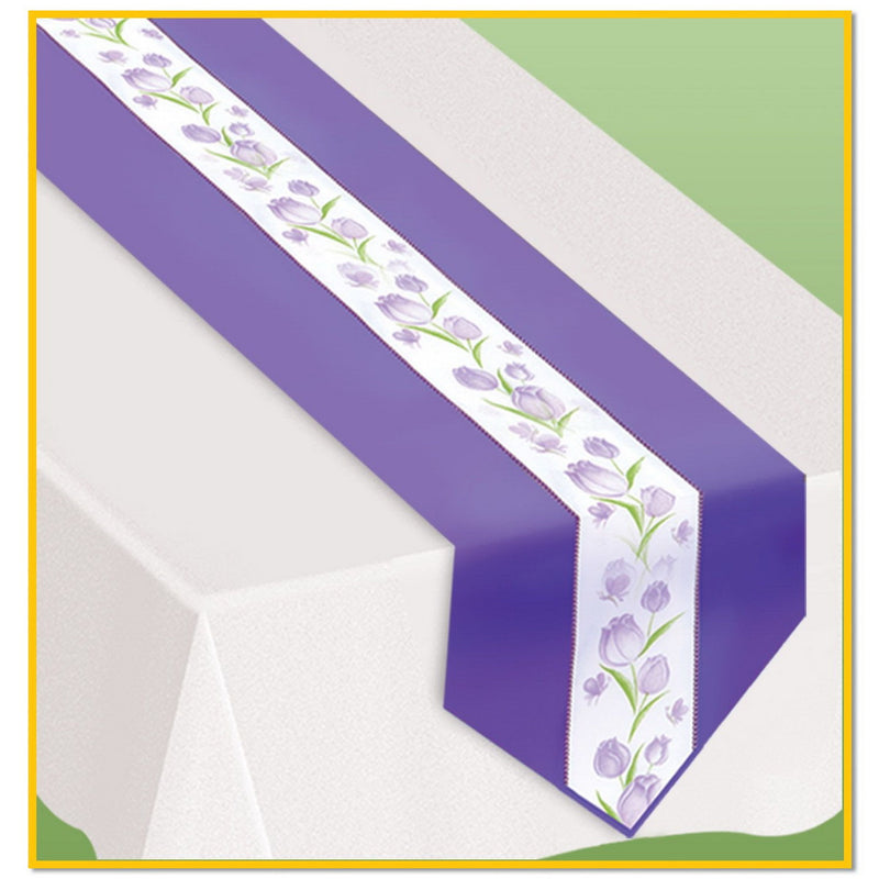 Spring Tulips Fabric Table Runner – 12" x 6' – (1/Pkg) by Beistle for Spring and Summer Table Runners - Fabric