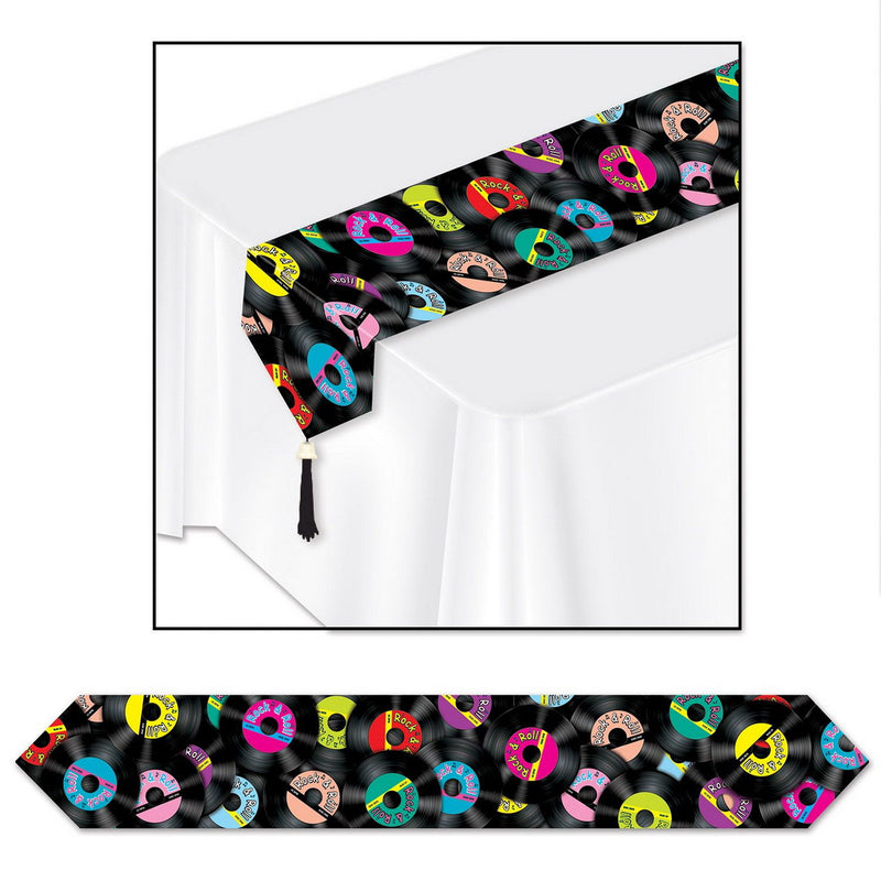 Printed Rock & Roll Table Runner – 11" x 6' – (1/Pkg) by Beistle for 50's and Rock & Roll Table Runners - Printed