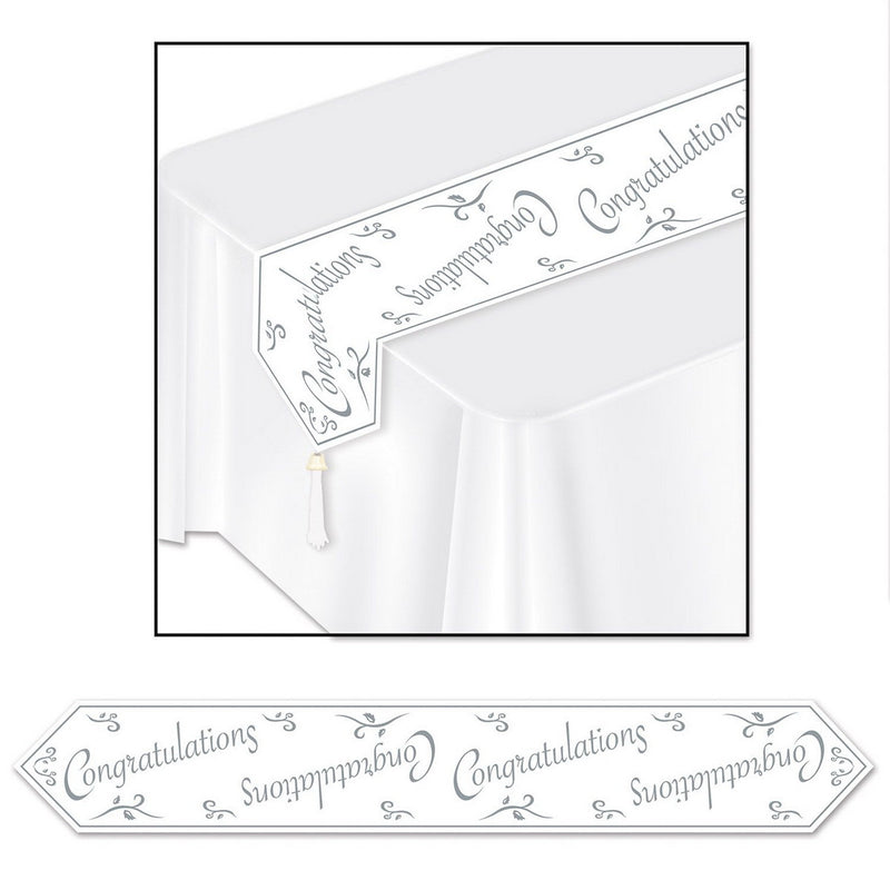 Printed Congratulations Table Runner – 11" x 6' – (1/Pkg) by Beistle for Anniversary Table Runners - Printed