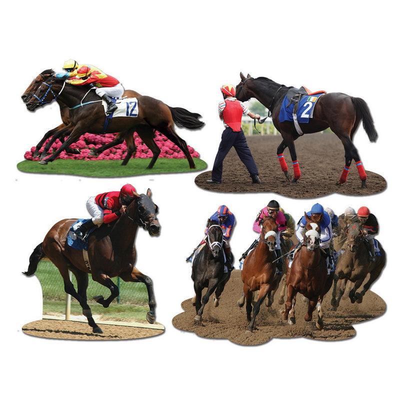 Horse Racing Cutouts – 11½"-14" – (4/Pkg) by Beistle for Derby Day Printed