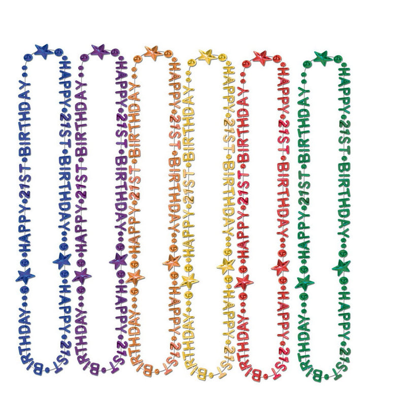 "21st" Birthday Beads-Of-Expression – 36" – (1/Card) by Beistle for 21st Birthday Novelty Beads