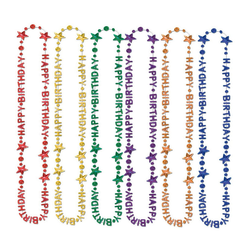 Happy Birthday Beads-Of-Expression – 36" – (1/Card) by Beistle Novelty Beads
