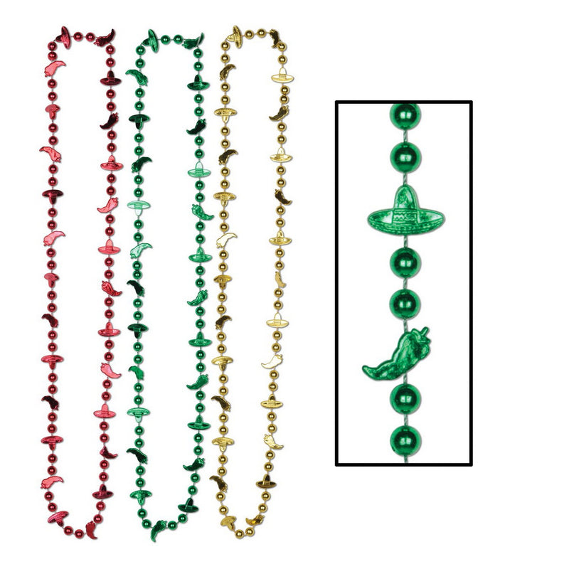 Fiesta Beads – 33" – (6/Card) by Beistle for Fiesta and Cinco de Mayo Novelty Beads