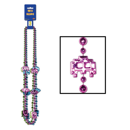 80's Beads – 36" – (3/Card) by Beistle Novelty Beads