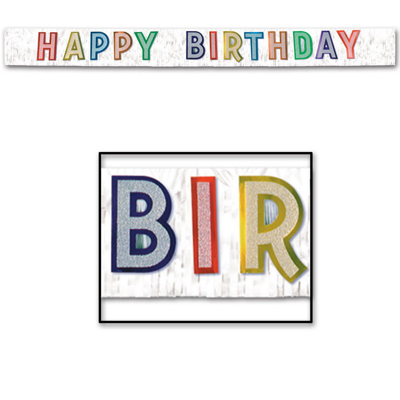 Metallic Happy Birthday Banner – 10" x 9' – (1/Pkg) by Beistle Metallic Banners