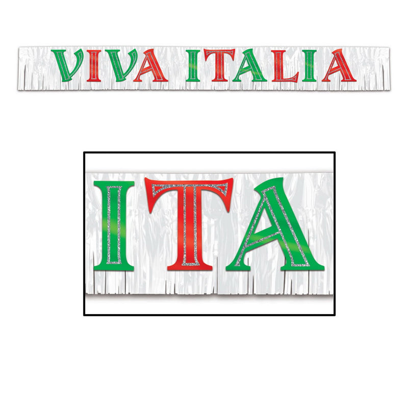 Metallic Viva Italia Banner – 10" x 8' – (1/Pkg) by Beistle for Italian Metallic Banners