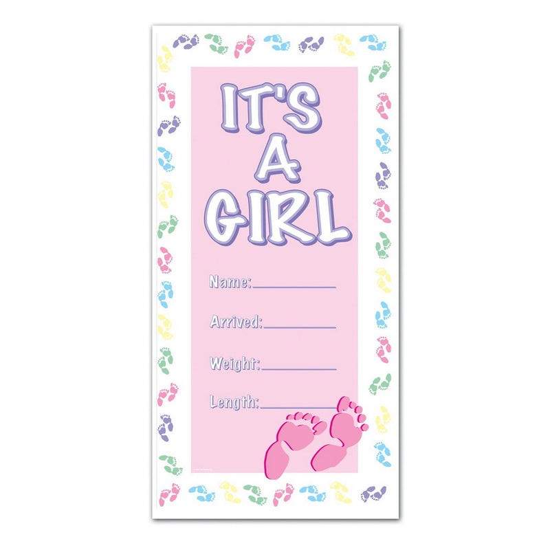 It's A Girl Door Cover – 5' x 30" – (1/Pkg) by Beistle for Baby Shower Door Covers