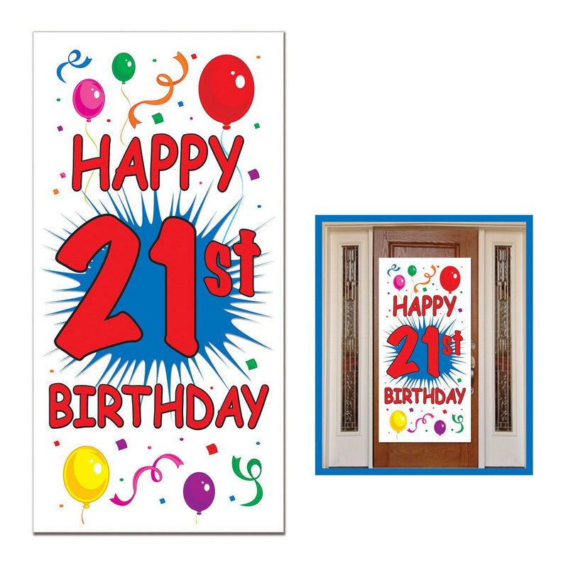 "21st" Birthday Door Cover – 5' x 30" – (1/Pkg) by Beistle for 21st Birthday Door Covers