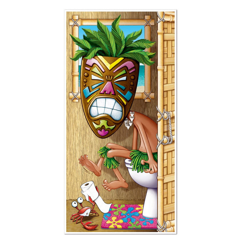 Tiki Man Restroom Door Cover – 5' x 30" – (1/Pkg) by Beistle for Luau Door Covers