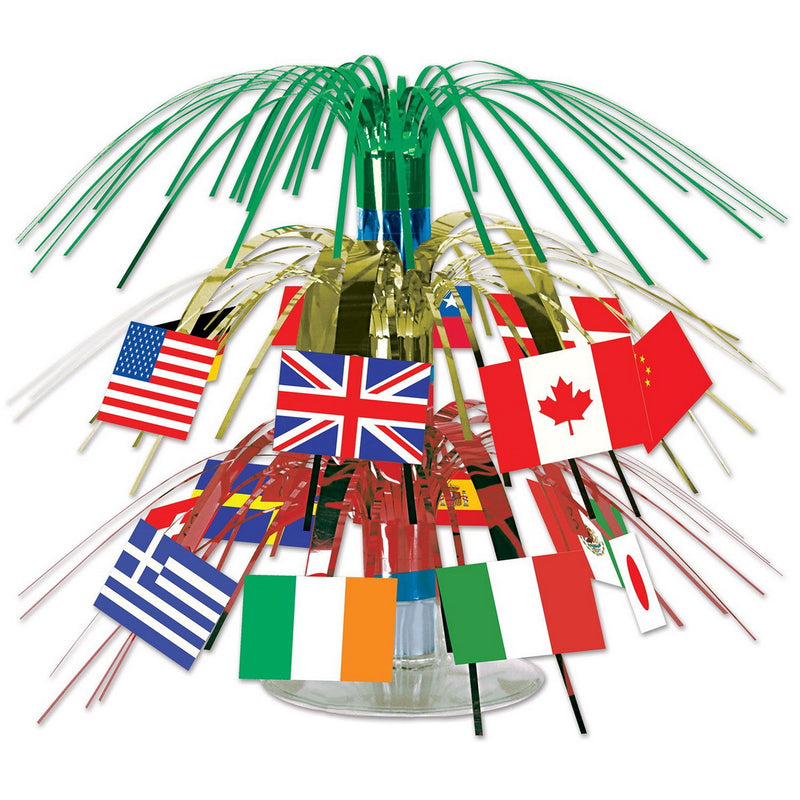 Int'l Flag Mini Cascade Centerpiece – 7½" – (1/Pkg) by Beistle for International Icon Cascades