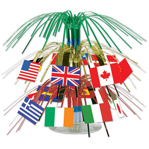 Int'l Flag Mini Cascade Centerpiece – 7½" – (1/Pkg) by Beistle for International Icon Cascades
