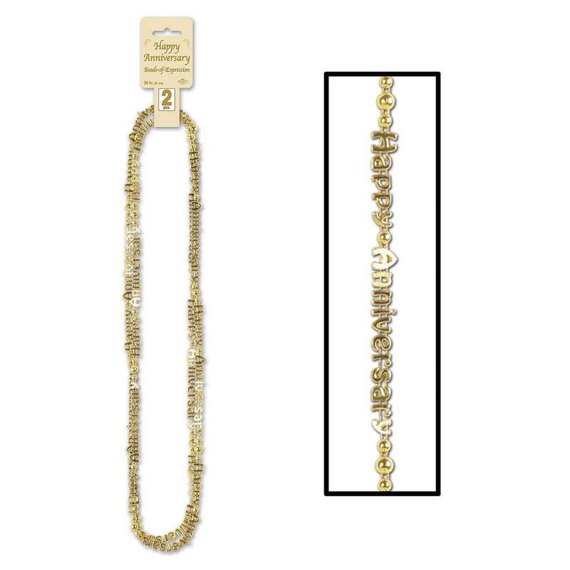 Happy Anniversary Beads-Of-Expression – 36" – (2/Card) by Beistle Novelty Beads