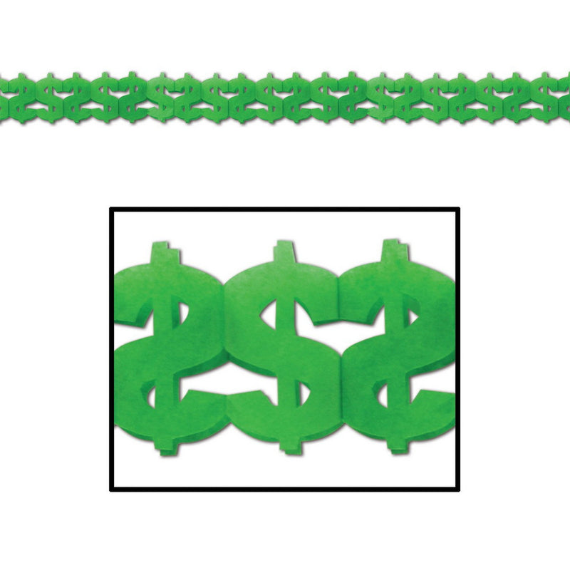 "$" Garland – 5¾" x 12' – (1/Pkg) by Beistle for Casino Tissue