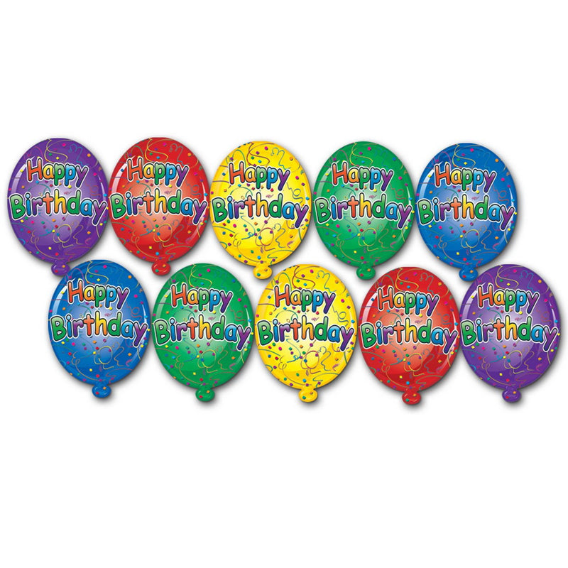 Mini Happy Birthday Cutouts – 4½" – (10/Pkg) by Beistle Printed