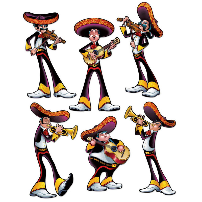 Fiesta Cutouts – 12¼"-16" – (6/Pkg) by Beistle for Fiesta and Cinco de Mayo Printed