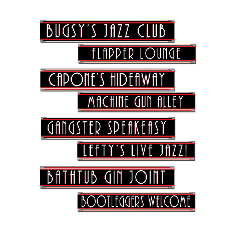 Gangster Street Sign Cutouts – 4" x 24" – (4/Pkg) by Beistle for 20's Printed