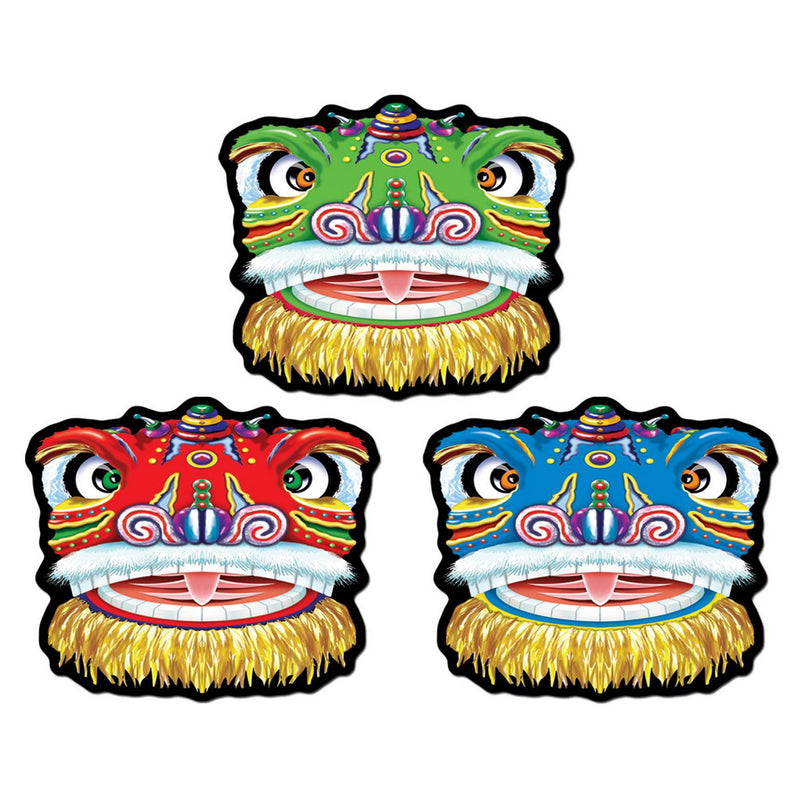 Dragon Cutouts – 14¼" – (3/Pkg) by Beistle for Chinese New Year Printed