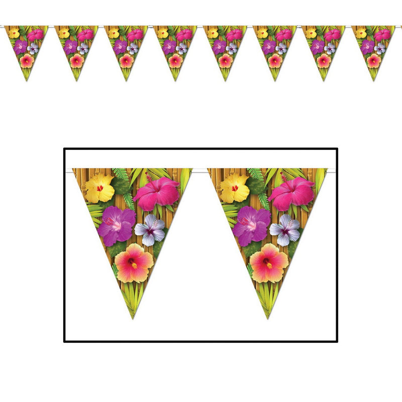 Luau Pennant Banner – 11" x 12' – (1/Pkg) by Beistle Pennant Banners