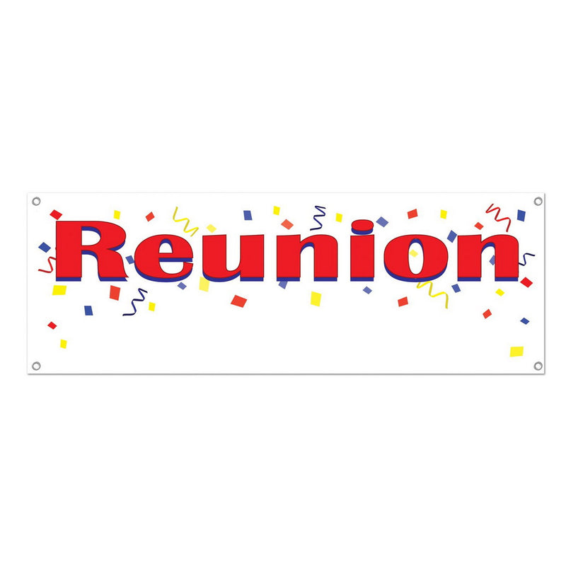 Reunion Sign Banner – 5' x 21" – (1/Pkg) by Beistle for General occasion All-Weather
