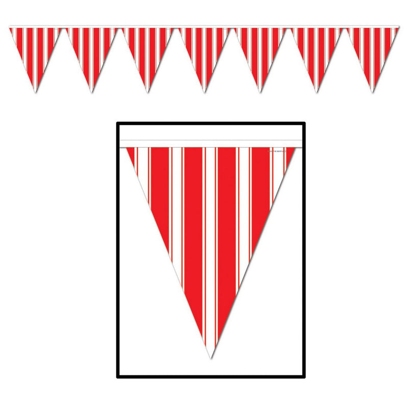 Striped Pennant Banner – 11" x 12' – (1/Pkg) by Beistle for Circus Pennant Banners
