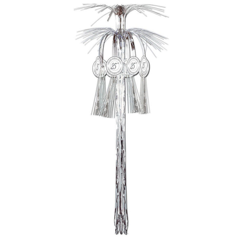 "25th" Anniv Cascade Hanging Column – 3' – (1/Pkg) by Beistle for Anniversary Metallic