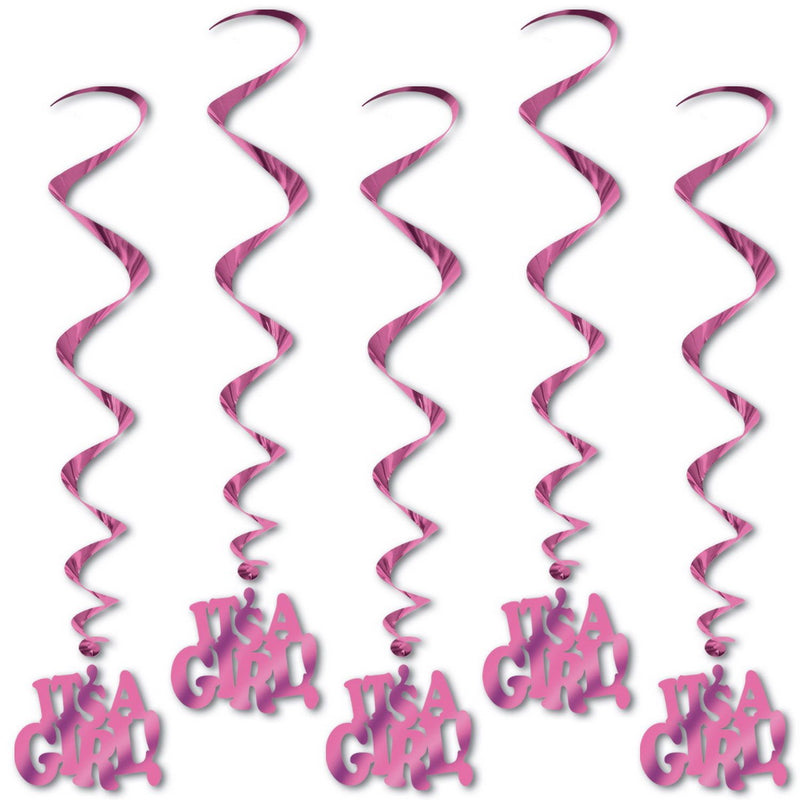 It's A Girl! Whirls – 3' – (5/Pkg) by Beistle for Baby Shower