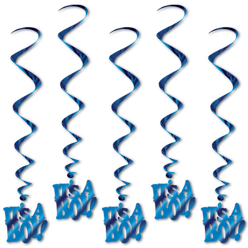It's A Boy! Whirls – 3' – (5/Pkg) by Beistle for Baby Shower