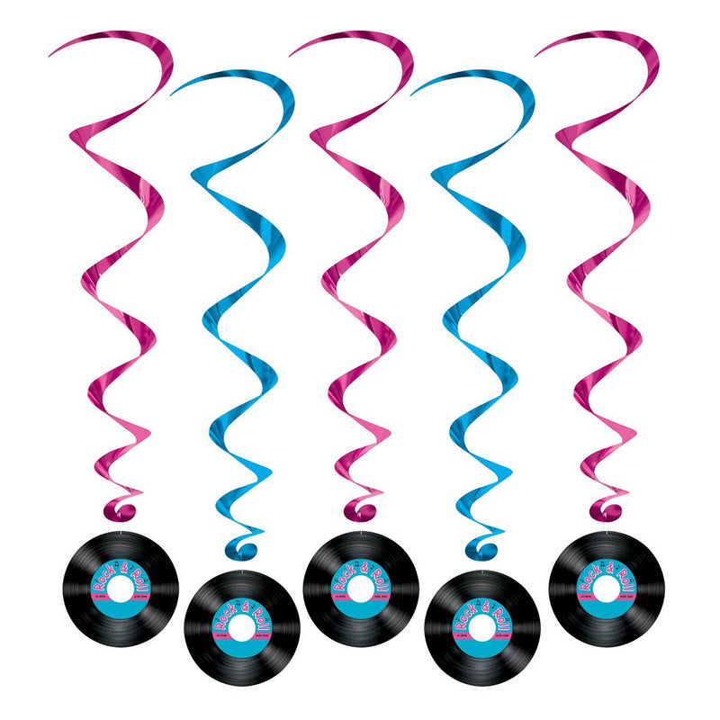 Rock & Roll Record Whirls – 3' 4" – (5/Pkg) by Beistle for 50's and Rock & Roll