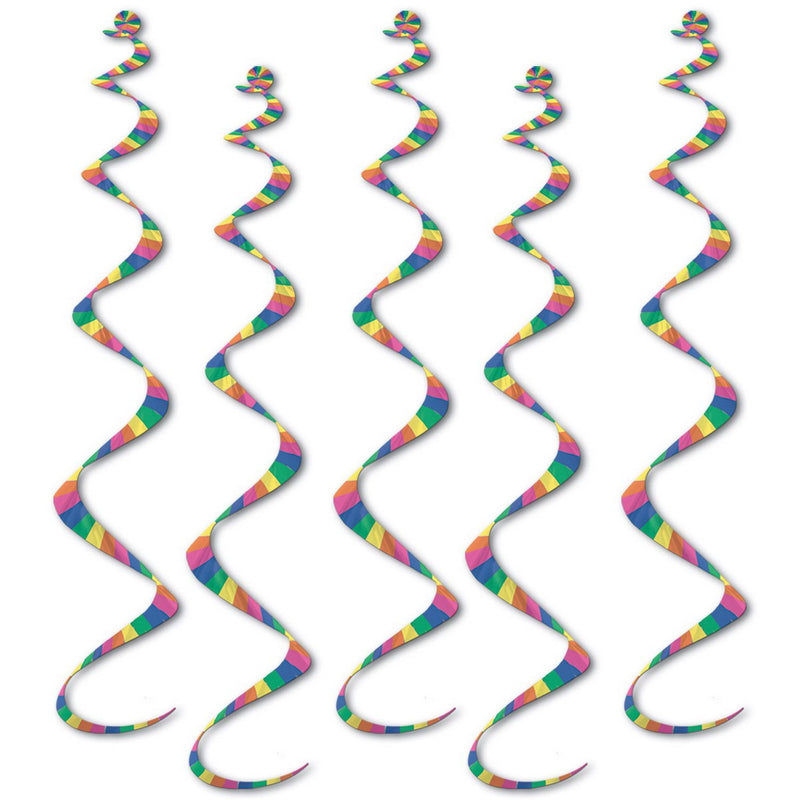 Printed Stripes Twirly Whirlys – 24" – (5/Pkg) by Beistle for Birthday Whirls