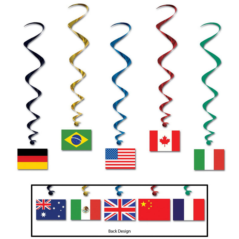 International Flag Whirls – 3' 2" – (5/Pkg) by Beistle