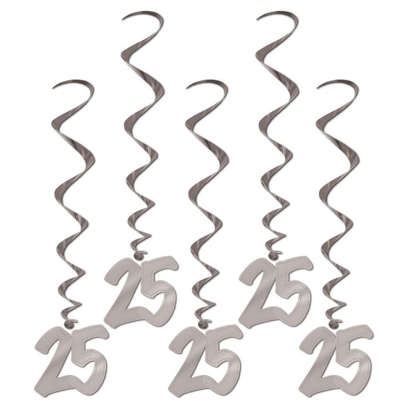 "25th" Anniversary Whirls – 3' – (5/Pkg) by Beistle