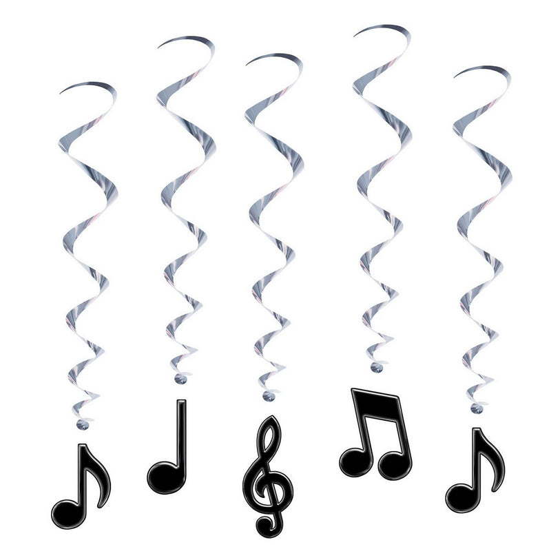 Musical Notes Whirls – 3' – (5/Pkg) by Beistle